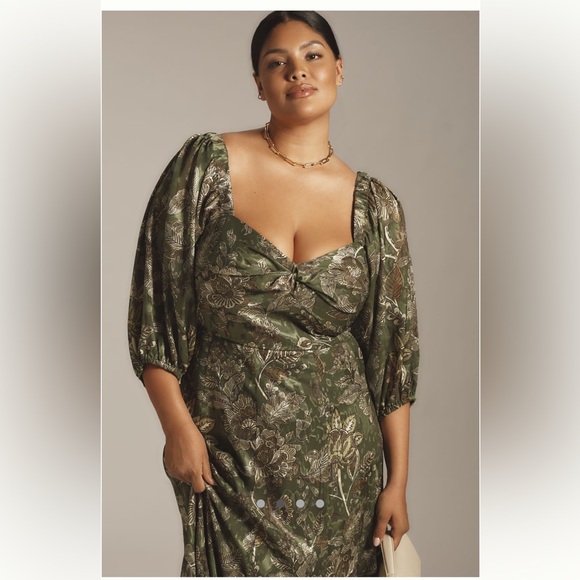 Hutch Printed Twist-Front Puff-Sleeve Ruffle-Hem Dress - Picture 4 of 8